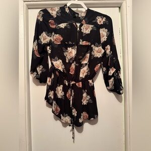 J for Justify Black Floral Women's Top